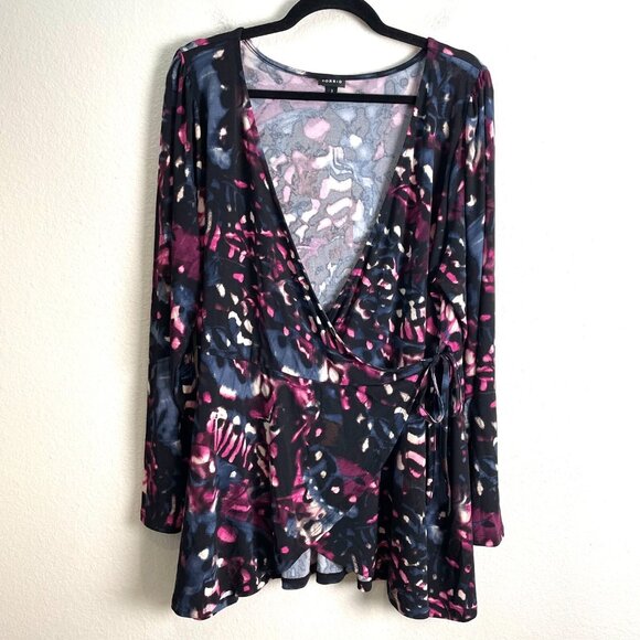 Torrid Womens Plus 3X Studio Knit Surplice Wrap Long Sleeve Top Stretch Shirt - Picture 8 of 13